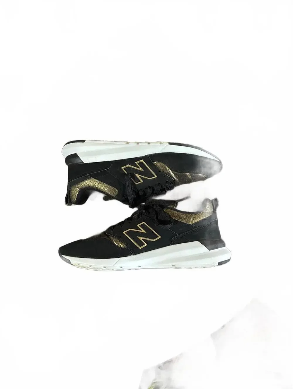 Y2K Retro New Balance 009 V1 Women's Black Gold Metallic Lifestyle Shoes Size 8